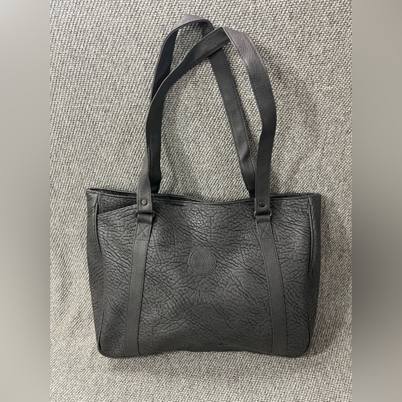 sereta Handbags - Gray Textured Leather Tote Bag with Sturdy Handles
